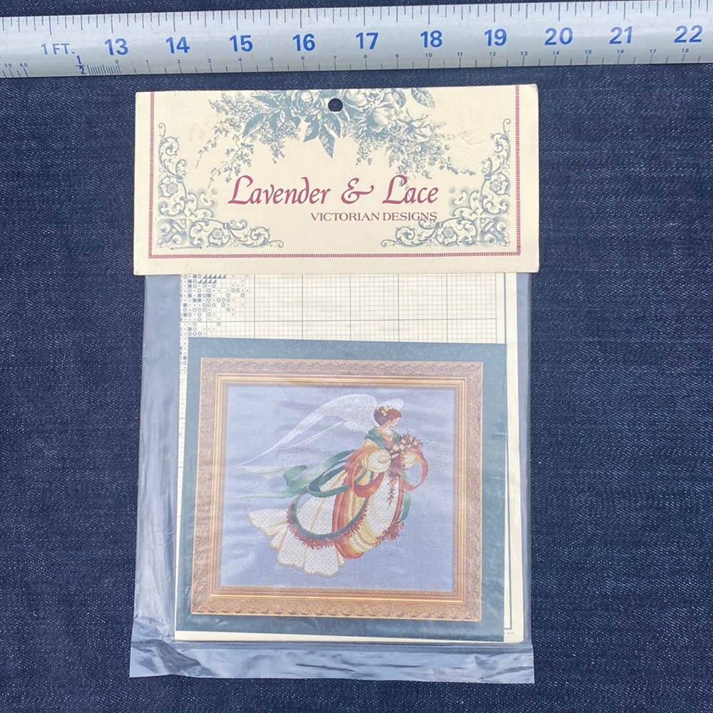 Angel of Autumn Sealed Lavender & Lace vintage 90s Cross Stitch Pattern NOS